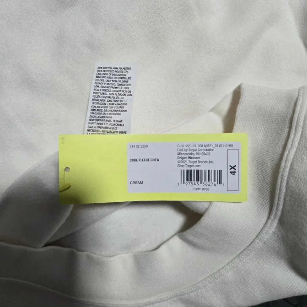 NWT All in Motion Women's plus Ivory Core Fleece Crew Cropped Sweatshirt Size 4x - Picture 10 of 11